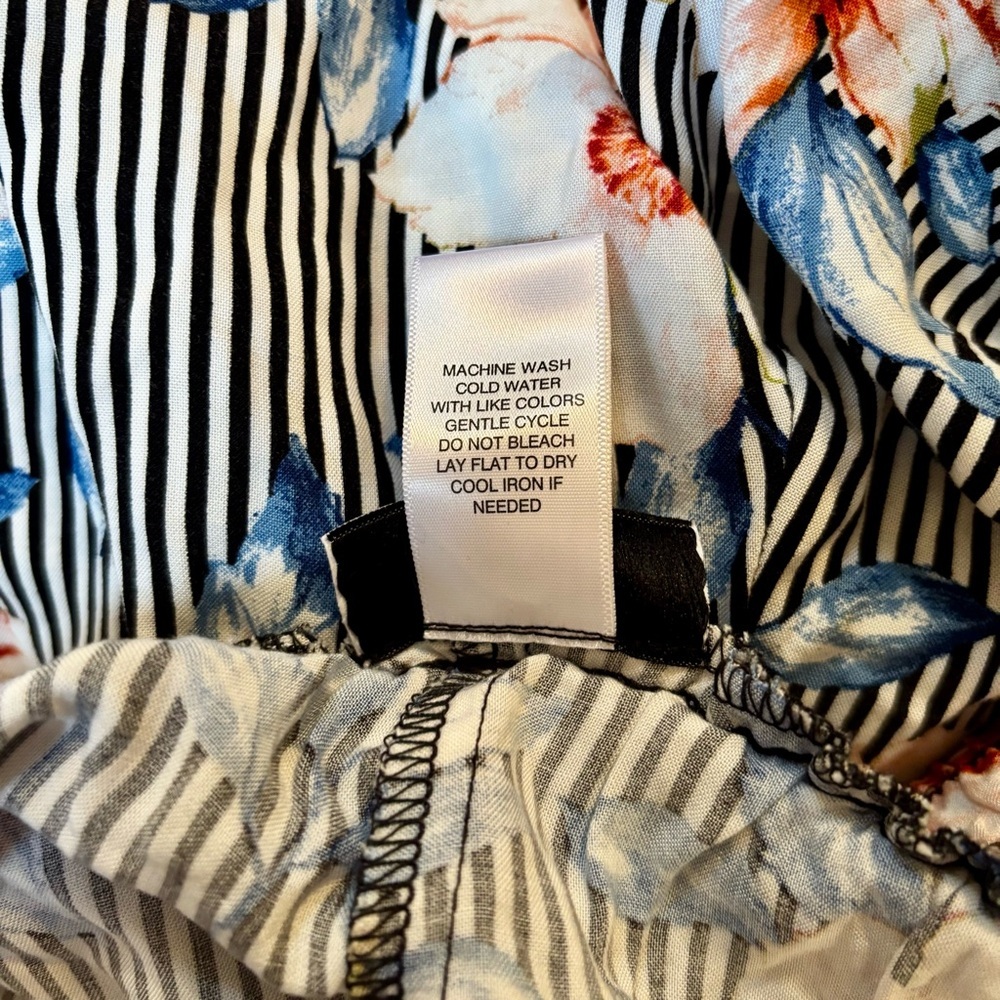 Joe B Women’s Black Stripped Floral Pants SIZE XL Wide‎ Leg - Picture 8 of 8